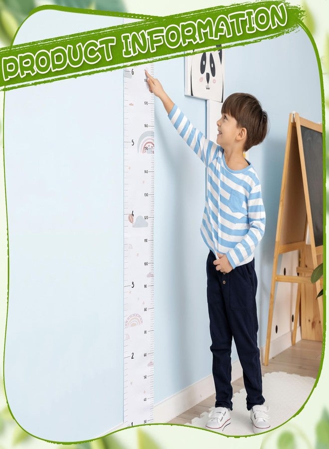 DoubleFill لوحة قياس طول الأطفال DoubleFill الجدارية مع صندوق خشبي تذكاري وخطاف، 7 أقدام، لوحة قياس طول الأطفال من القماش، لوحة تتبع نمو الطفل، ديكور جداري قابل للإزالة لغرفة الأطفال (قوس قزح). - Image 4